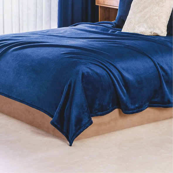 Pack Cobertor Con Borrega Matrimonial  Neptuno + Cobertor Ligero Marino