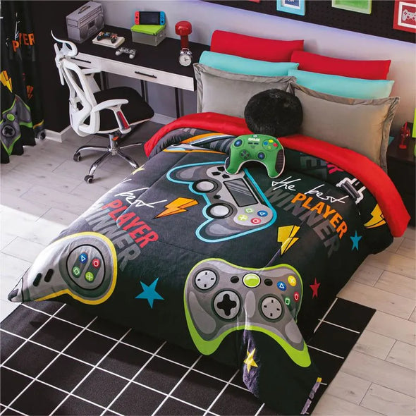 Cobertor Con  Borrega Gamer Negro