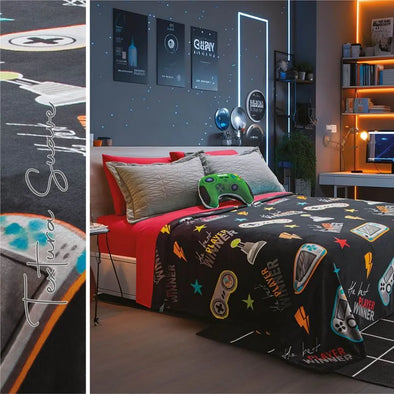 Cobertor Ligero Ultra Suave Gamer+Cortinas Gamer