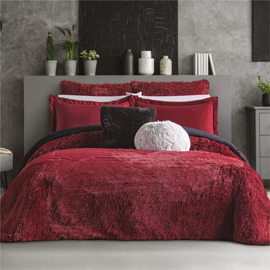 Cobertor Con  Borrega Shaggy Vino