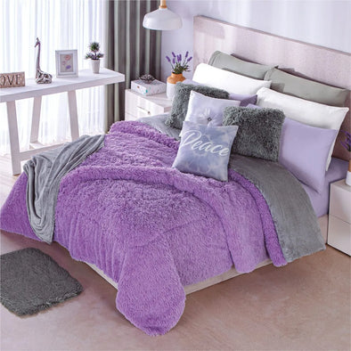 Cobertor Con  Borrega  Shaggy Violeta