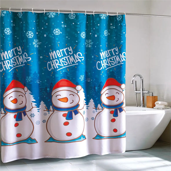 Cortina de Baño Impermeable Muñeco De Nieve