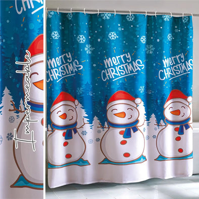 Cortina de Baño Impermeable Muñeco De Nieve