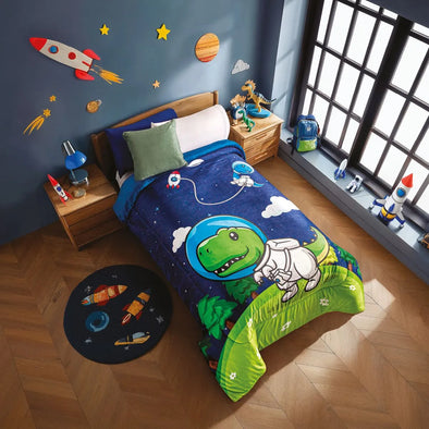 Cobertor Con  Borrega Dino Astronauta