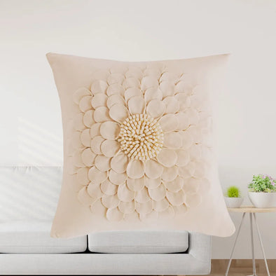 Funda Tufted Crisantemo Beige