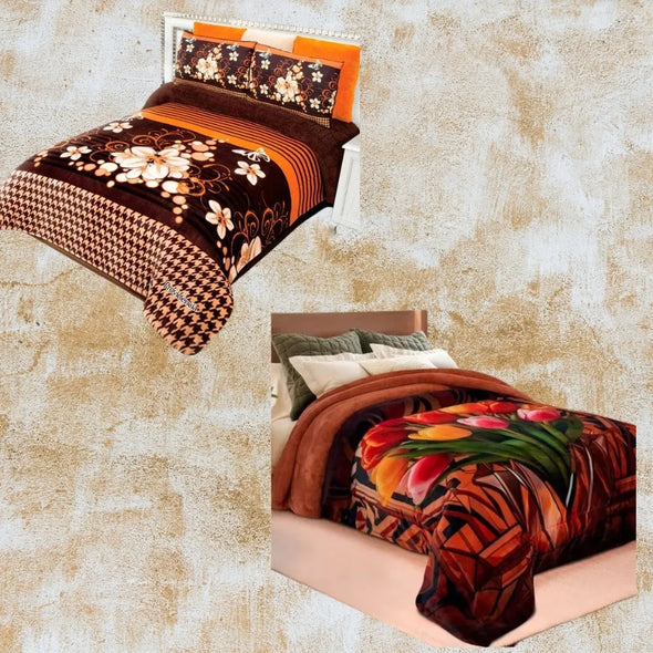 Pack de 2 Cobertores Premium Borrega Matrimonial