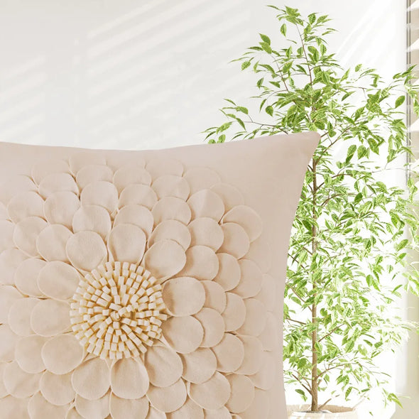 Funda Tufted Crisantemo Beige