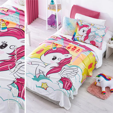 Cobertor Ultra Suave Unicornio+Sabanas