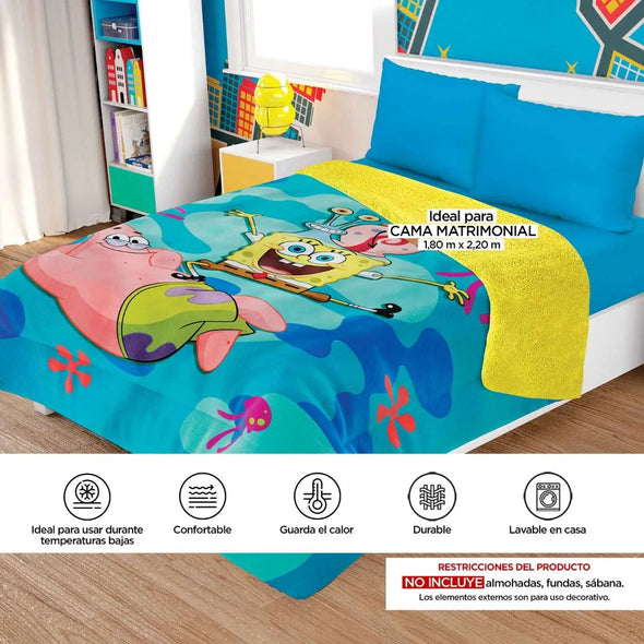 Cobertor Con Borrega Nickelodeon Bob Amigos