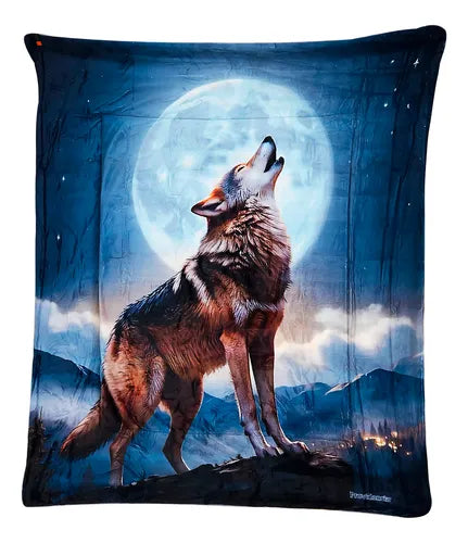 Cobertor de Borrega Serenity Jumbo Lobo Noche