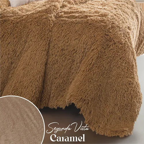 Cobertor Con  Borrega Caramel