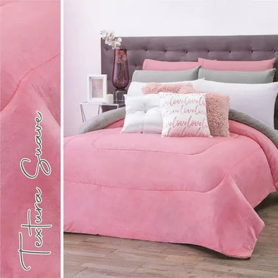 Cobertor Con  Borrega Rosa