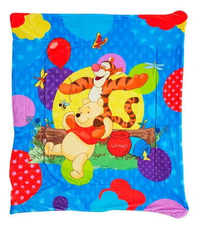 Cobertor Serenity Con Borrega Matrimonial Winnis Pooh