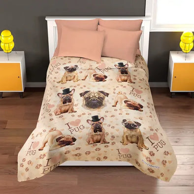 Cobertor Con Borrega Matrimonial Serenity Baby Pug