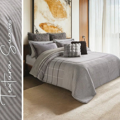 Cobertor Con  Borrega Gray