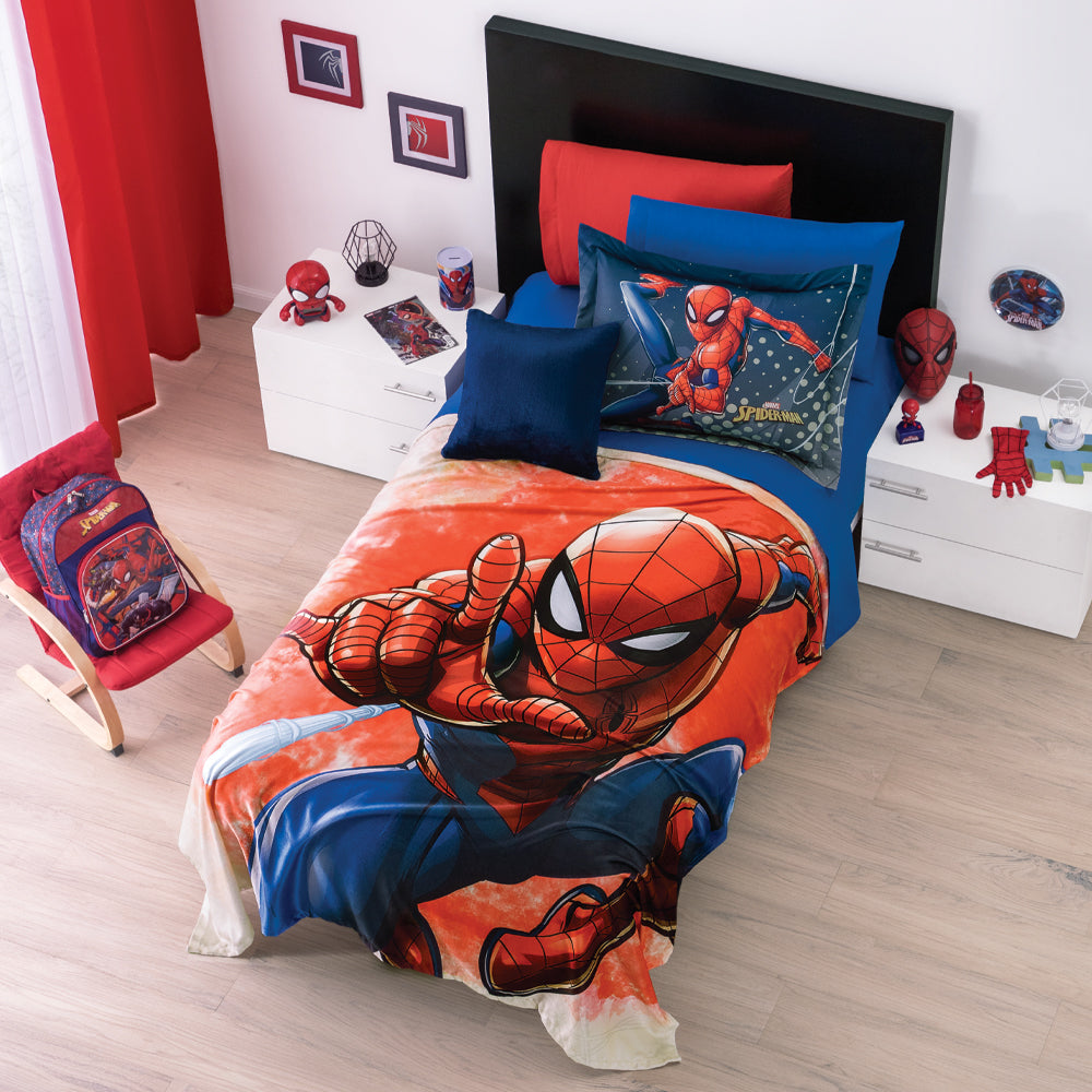 Combo de Sábana con Cortina Infantil Spiderman Rojo