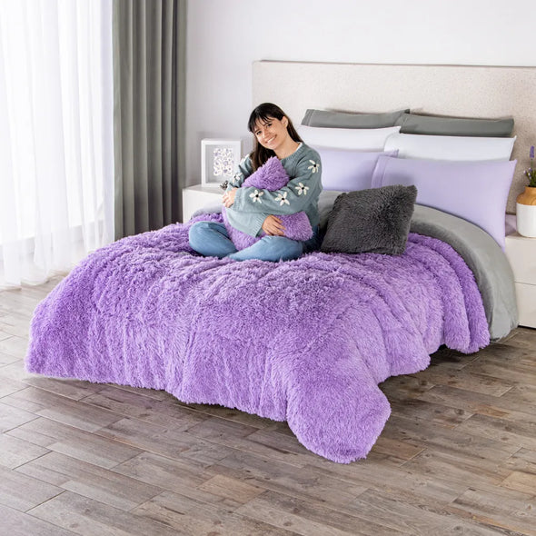 Cobertor Con Borrega Violeta