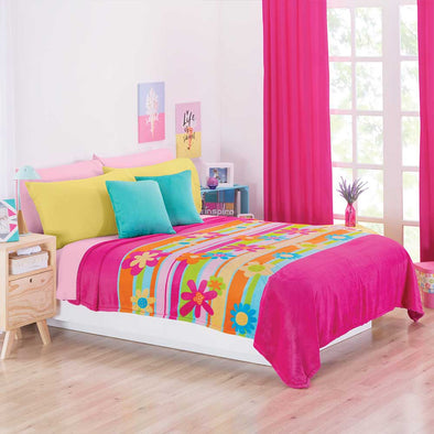 Cobertor Ligero Ultra Suave Coqueta Rosa + Cortinas Largas Neo Fiusha