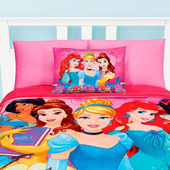 Cobertor Con Borrega Disney Princesas Acuarela Matrimonial